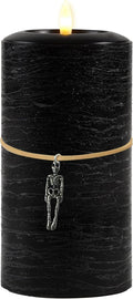 LumiPur Signature Natural Glow Flickering Flameless LED Wax Pillar Candle (Black, 3.5" x 7")