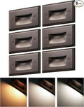 EDISHINE 6 Pack 120V 3CCT Indoor Outdoor Step Lights, 2.5W 150LM Oil-Rubber Bronze LED Stair Lights, 2700K-5000K 5%-100% Dimmable IP65 Waterproof Aluminum Concrete Step Lights, CRI90, Beam Angle 30°