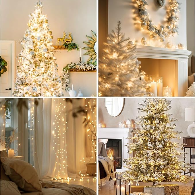 Fairy Lights Plug in,Dailyart 3000 Led Cluster Lights with Timer 195Ft Waterproof Warm Twinkle String Light with Remote for Bedroom Wreath Garland Window Wedding Christmas Tree Decoration,Sliver Wire