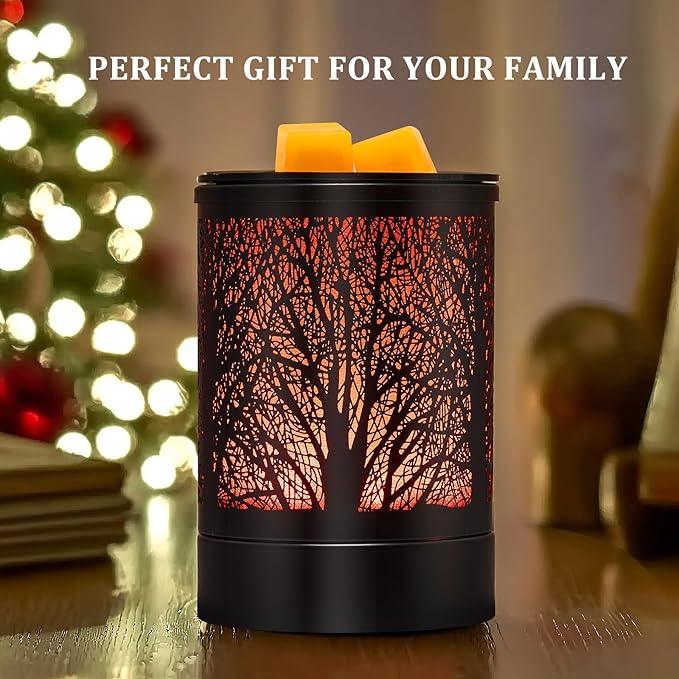 Fragrance Wax Melts Warmer with 7 Colors LED Changing Light Classic Black Forest Design Scent Oil Candle Warmer for Home Black Forest