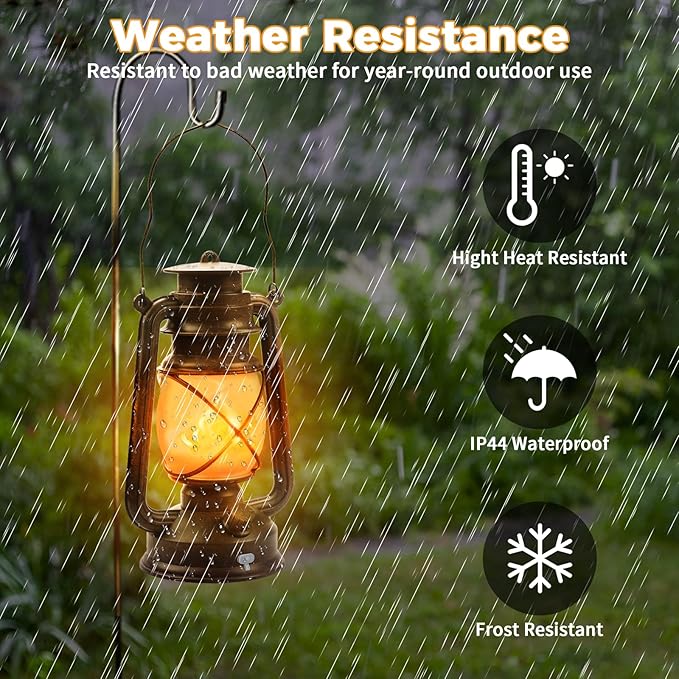 2 Pack Bronze Vintage 4 Modes LED Lanterns，Rechargeable Flickering Flame Lights Decorative Outdoor&Indoor, Remote Control Waterproof Hanging Lantern for Camping,Patio Garden Pathway