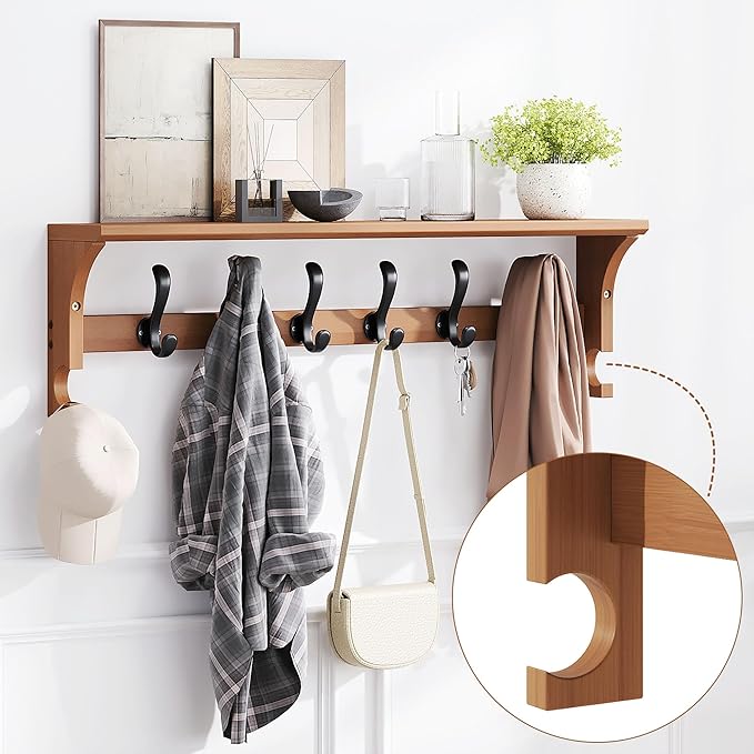 39.4" Bamboo Shoe Rack Bench with Coat Rack, 3-Tier Entryway Bench with Thick Cushion, Flip-Top & Side Baskets, Holds Up to 550 LBS for Hallway, Living Room, Bedroom