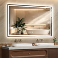 55x36 Inch LED Lighted Bathroom Mirror - Anti-Fog Vanity Mirror with Dimmable Front & Backlit, 3 Color Temp, Smart Memory - Shatterproof HD Glass, IP54 Waterproof Wall Mounted for Makeup Shaving