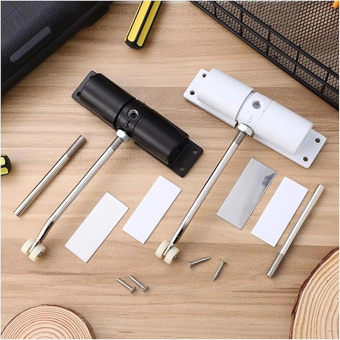 Automatic Adjustable Closer Surface Mounted Heavy Duty Safety Spring，Compatible for Interior Exterior Black Door(U15mmx7m Yellow)