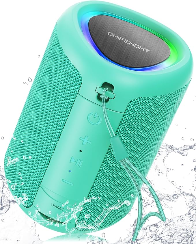 Portable Bluetooth Speaker Beach Vacation Essentials: Powerful Crystal Clear Sound/Dynamic Light/IPX5 Waterproof/All Day Playtime/BT 5.3/TWS Paring, Small Wireless Speaker for Outdoor|Travel|Camping