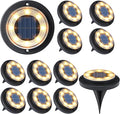 Flacchi Solar Lights Outdoor Waterproof - 2-in-1 Solar Powered Ground Lights Outdoor Solar Disk Light Landscape Light for Deck Step Patio Yard Pathway Walkway Driveway Garden (Warm White, 12 Pack)