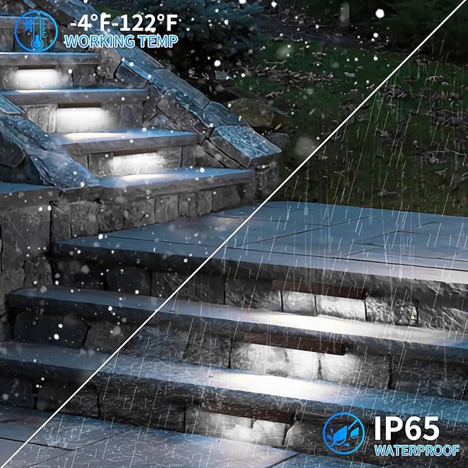8-Packs 5W 12inch LED Hardscape Paver Lighting,12V AC/DC Low Voltage Retaining Wall Lights,LED Landscape Lighting,5000K Daylight White Outdoor Step Light,50,000 Hours Lifespan