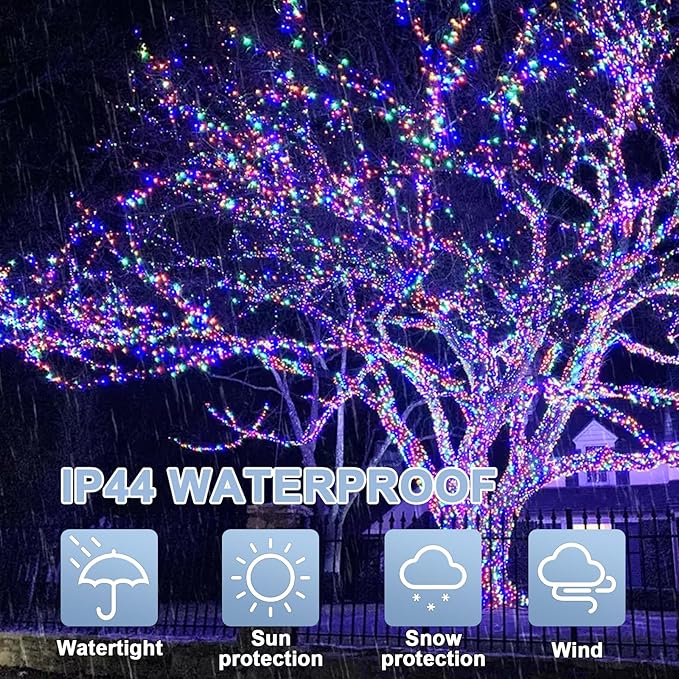 LAMPHOME 165ft Pastel Easter Lights String, Christmas Mini Light,500 LED with 16 Light Modes, Fairy Lights Plug in for Outdoor Xmas Trees Garland Wreath Holiday Decorations (7colors Multicolor)
