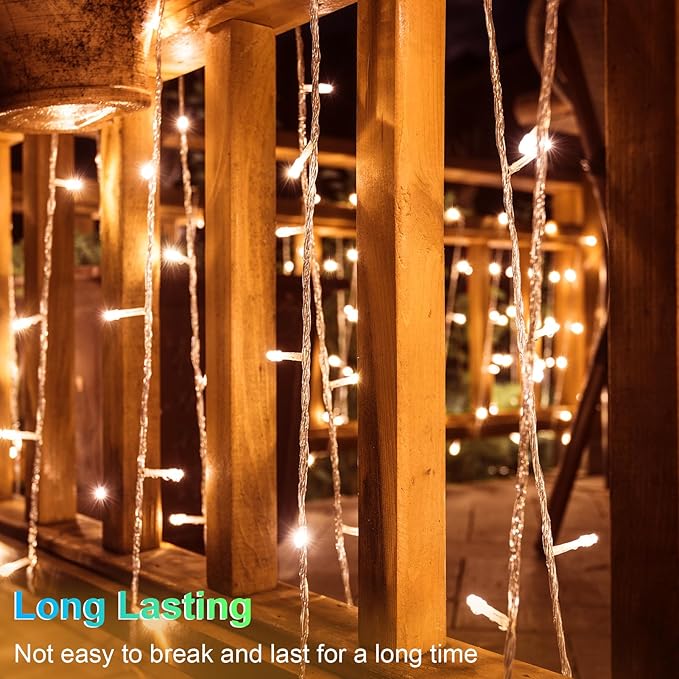echosari 2 Pack Battery Operated String Lights, Total 26Ft 80 LED Fairy String Lights Clear Wire, Waterproof Fairy Lights for Indoor Outdoor Christmas Garden Wedding Party Decoration (Warm White)