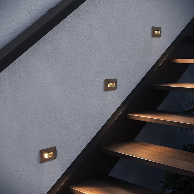 Hinkley Landscape Lighting Luna 15508MZ Horizontal 12v Step Light, Low-Voltage, 2700K, Fits Standard Gang Junction Box, Integrated LED, Matte Bronze