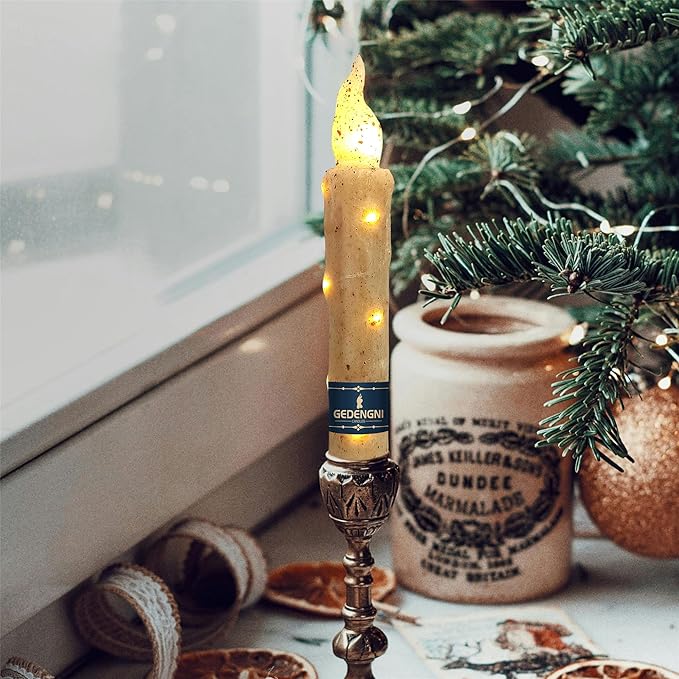 Magical Candlesticks Flameless Taper Candle, 2pcs White LED Tapered Candles Remote Dipped Candle 6inch Battery Chandelier for Enchanting Weddings and Harry Potter Inspired Vigils(LW2P-WH)