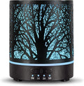 Essential Oil Diffuser Aromatherapy Diffuser -300ml Metal Electric Ultrasonic Oil Diffuser for Large Room with Auto Shut-Off Protection, 4 Timer Setting &7 Colors Night Light for Home (Tree-300ML)