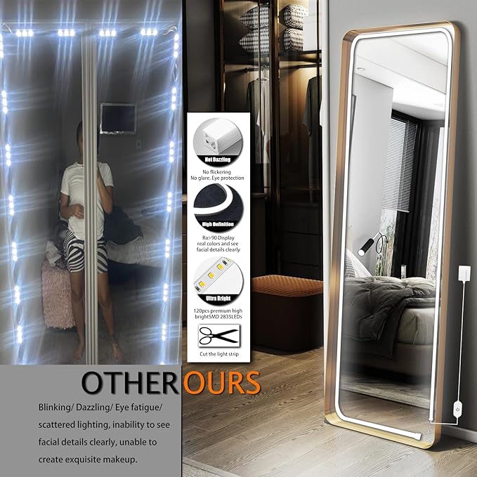 LED Vanity Mirror Lights, Hollywood Style Makeup Light, 13.2FT/6000K/Dimmable/12V Adapter/Self-Adhesive Strip Lights for Mirror, Lighting for Makeup Vanity Table & Bathroom