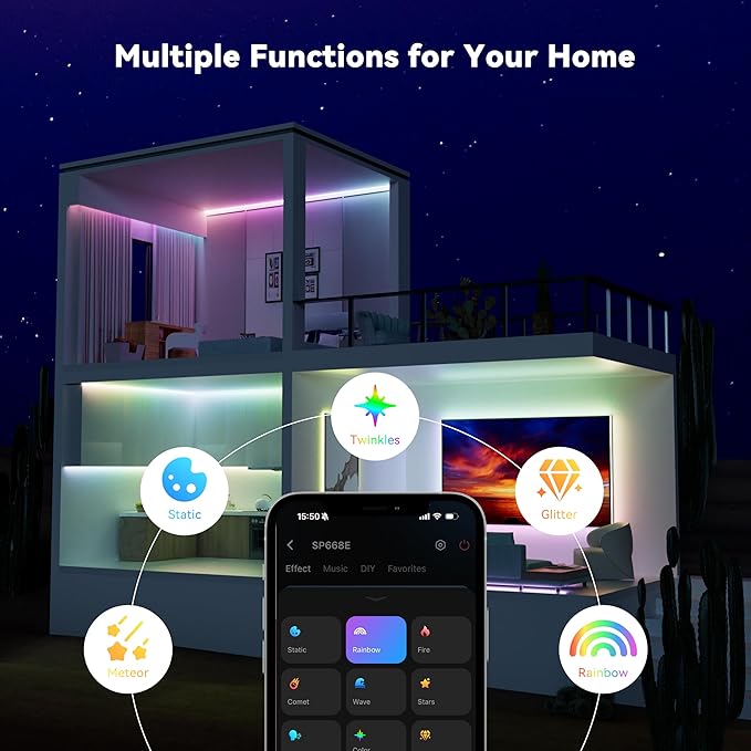 MIWISE LED Strip Lights,RGB Smart IC COB LED Strip Light Color Chasing,32.8ft Multicolor Flexible LED Tape Light,Music Sync with APP Control,Addressable DIY,for Cabinet,Bedroom,Party Decor