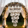 Solar Hanging Acrylic Crystal Chandelier Outdoor Garden Decorative Lights a Bright Warm LED and 5ft LED Strip Weatherproof Tree Hanging Lantern for Valentine Gifts Garden Gazebo, Party, Wedding 6 Tier