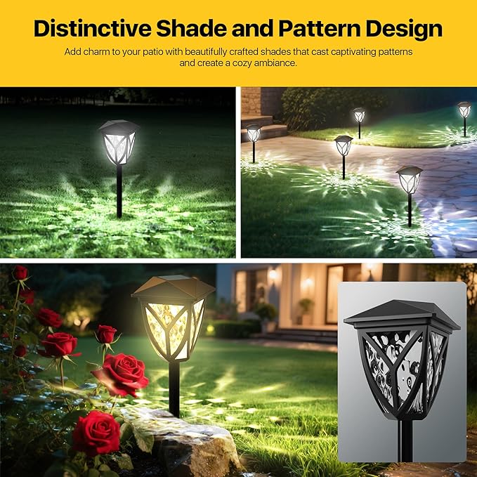 Ensenior Solar Lights Outdoor, 6500K LED Solar Garden Lights for Pathway Yard Patio Walkway Planter Walkway Landscape Lighting, IP65 Waterproof, Energy-Efficient Landscape Lighting, 8-Pack