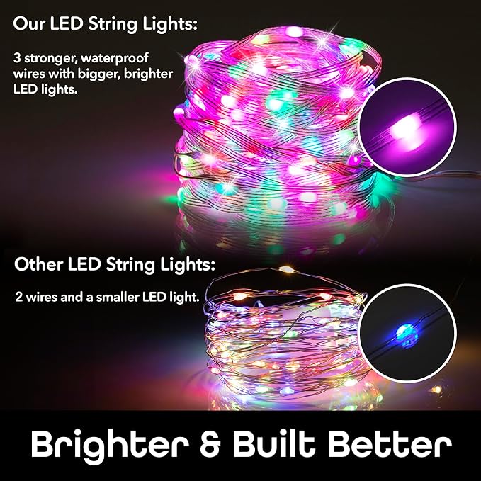 Geeni Smart Fairy Lights 16.4ft 50 LED, Advanced Color Flow LED Strand with Wi-Fi Voice Control, Schedule Timers for Lights and Devices, Compatible with Alexa & Google Home