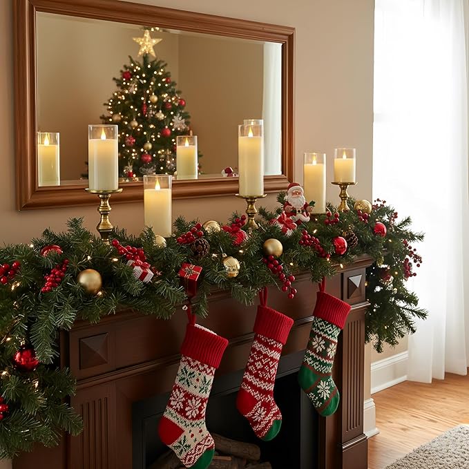 Homemory Ivory White Flickering Flameless Candles, Battery Operated Acrylic LED Pillar Candles with Remote Control and Timer, Set of 5