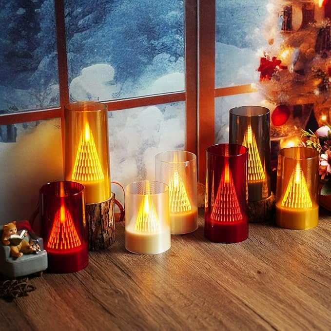 Eebus LED Flameless Candles with Remote - Battery Operated,Fake Candles for Home Décor Tapered Glowing Pillar Candle Lights Add a Warm and Romantic Atmosphere Set of 2 (D 3"×H 6" 6") (Ivory)