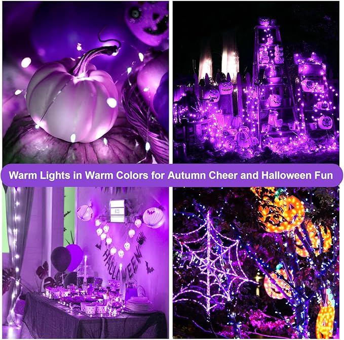 ZGWJ Fairy Lights Battery Operated, 100 Pack Twinkle String Lights 20 LED 7FT 3 Lighting Modes for Bedroom Decor, Easter, Halloween, Christmas, Party Indoor and Outdoor Decoration Purple
