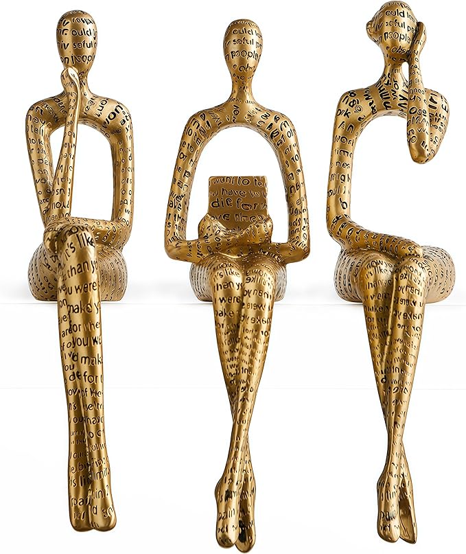 XINXUAN Letter - Gold Statue Home Decor - Modern Bookshelf & Desk Decor - 3 Piece Set