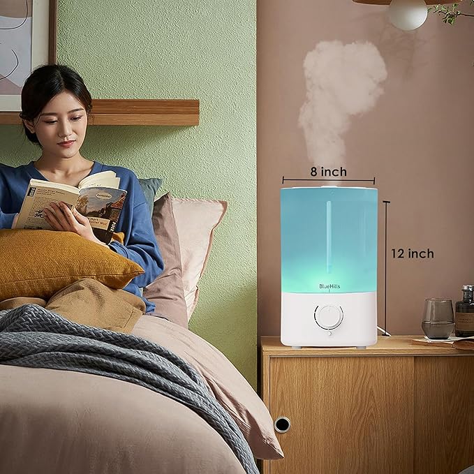 BlueHills Premium Set of Two Large 5000 ML XL and 2500 ML Essential Oil Diffusers Humidifier Combo for Large Room Home with Décor LED Lights Great Gift – Value Pack of White and Dark Wood Grain