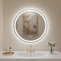 LOVESPEJO 24" Round LED Bathroom Mirror with Lights, Circle LED Mirror for Bathroom, Fogless, Dimmable, 3 Color Changing, IP54, Shatterproof