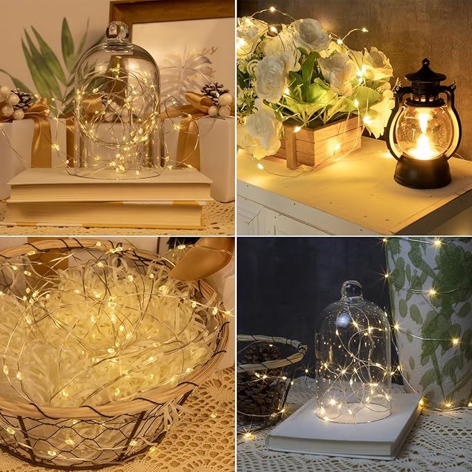 Fairy Lights Plug in,4Pack 100FT 300LEDs Waterproof Led String Lights,8Modes Remote Twinkle Light for Outdoor Indoor Christmas Wedding Birthday Garden Party Decorations,Silver Wire,Warm White