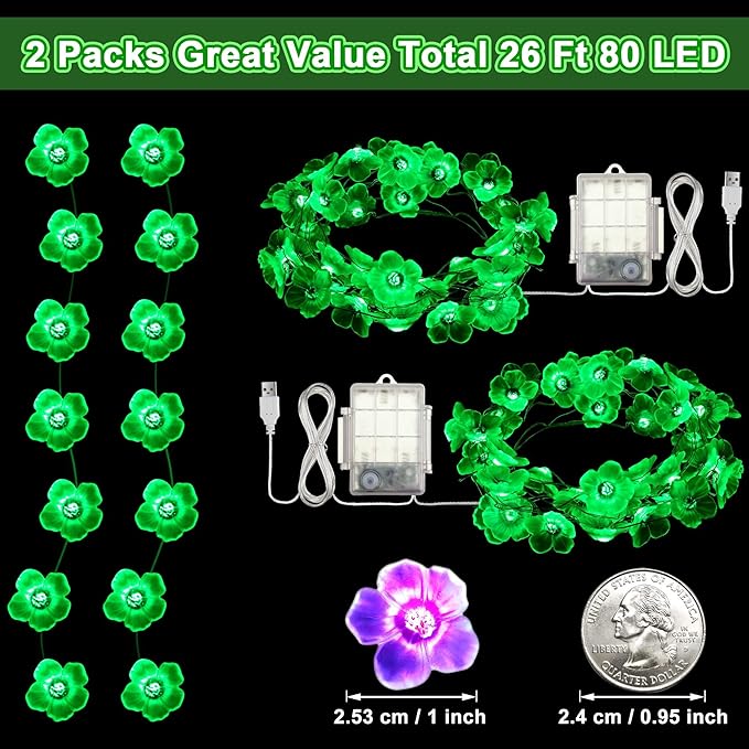Mudder 16 Colors Cherry Blossom Decor Flower String Lights, Fairy Pink Light String with Timer 13 ft 40 LEDs USB Battery Operated Fairy Lights for Bedroom Indoor Outdoor Wedding Valentines Day(4 Pcs)