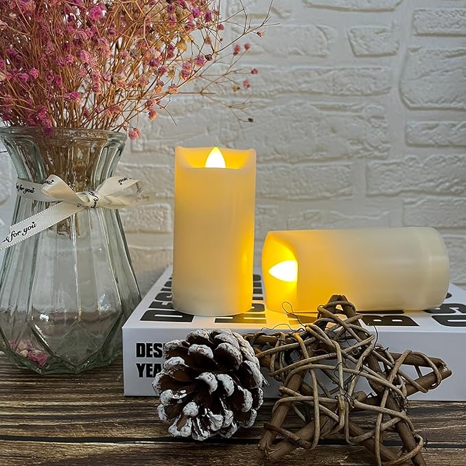 2 Pack LED Flameless Candles Battery Operated Outdoor LED LightFake Flickering Waterproof Candles for Home Decorations Garden Decor Wedding Party Christmas Party