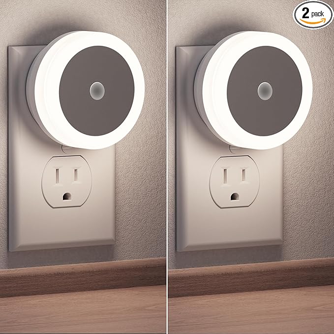 Night Lights Plug-in [2Pack], LED Night Light with Sensor for Kids, Baby, Bathroom, Stair, Hallway - Cool White