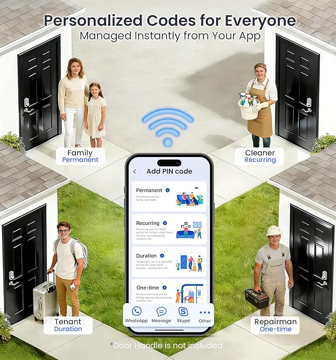 Veise VE012W Built-in WiFi Fingerprint Smart Lock, App Remote Control, Compatible with Alexa & Google Assistant, Keyless Entry for Front Door, Digital Keypad Deadbolt, Auto Lock, Satin Nickel