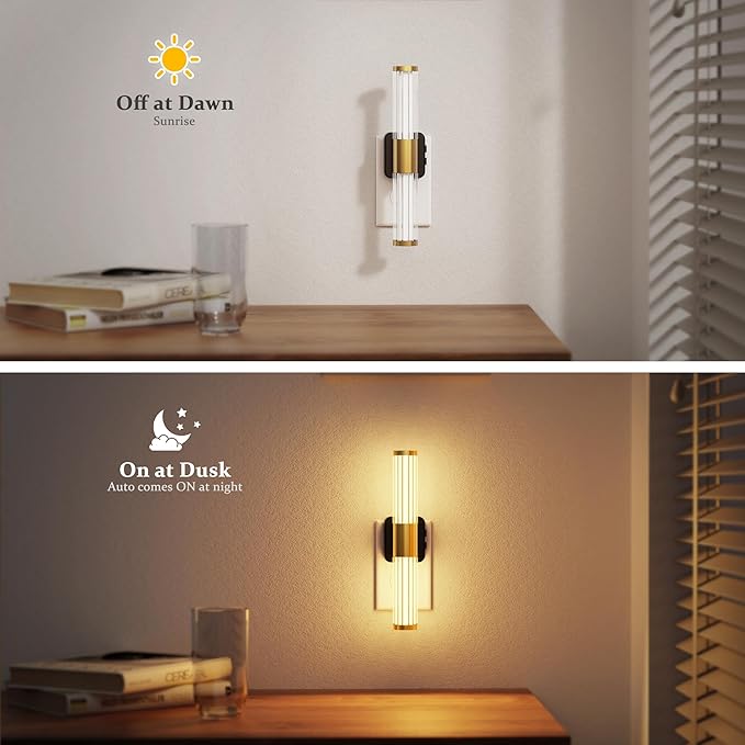 JandCase Night Light, Night Lights Plug into Wall, Color Changing Nightlight RGB with Dusk to Dawn Sensor, Vanity Light Bar for Hallway, Bathroom, Rooms[2 Pack]