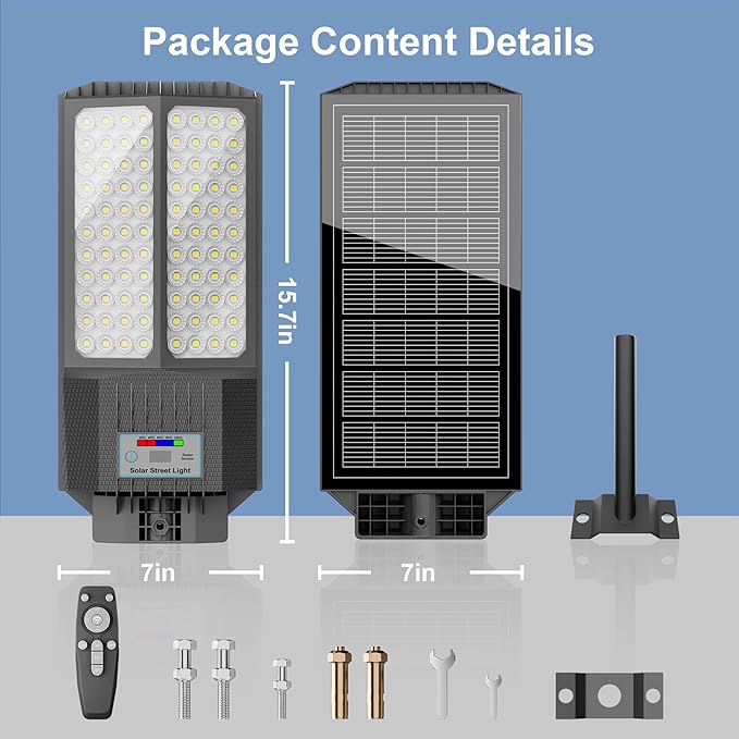 Large Solar Street Lights Outdoor Waterproof Heavy Duty, Dusk to Down Solar Parking Lot Lights Mention Sensor, Outdoor Yard Light LED Floodlight with Remote Control for Graden Patio