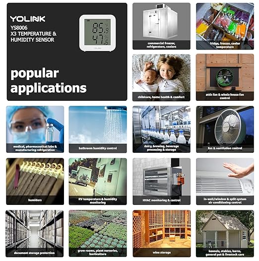 YoLink X3 Version Temperature & Humidity Sensor, Supports App Real-Time Data Refresh, Alexa, IFTTT, Home Assistant Integration - YoLink Hub Required
