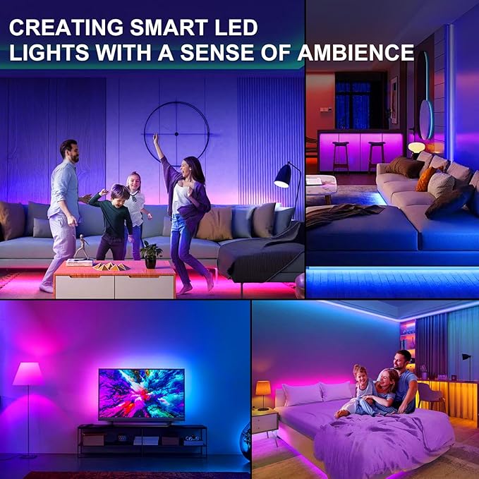 LED TV Lights,16.4ft Smart RGB Strip for 45-75 Inch TVs, Music Sync Bluetooth App & Remote Control, USB-Powered LED Lights for Gaming, Bedroom, PC, Home Theater