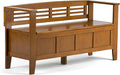 SIMPLIHOME Adams Entryway Storage Bench - 48 inch Wide Solid Wood Hallway Seat in Light Avalon Brown, Contemporary Bench for Entryway or Living Room with Lift-Up Lid and Spacious Storage