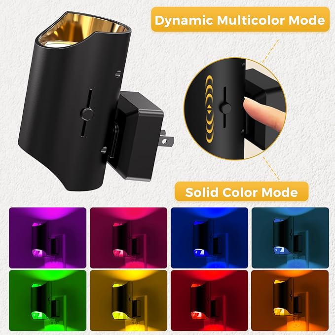 L LOHAS LED Night Lights Plug into Wall, Plug in Night Light with Dusk to Dawn Sensor, Color Changing Nightlight for Kids Hallway Bedroom Stairway Bathroom Gift and Party, 2 Pack