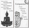 Blulu 2 Pcs Buddha Quote Decor Buddha Inspirational Quote Wall Art Meditation Room Chakra Decor Zen Wooden Hanging, Spiritual Gift for Home Yoga Living Room Women(Compassion)