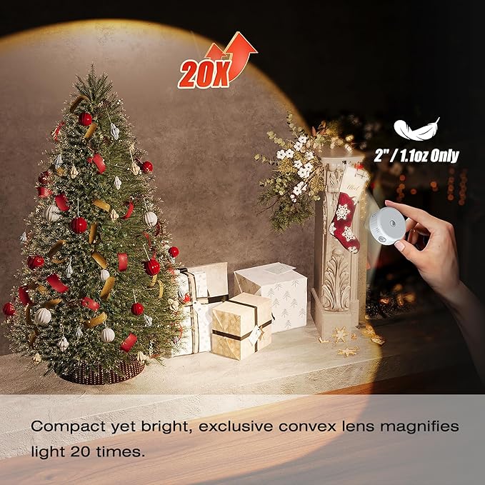 2" Rechargeable Mini Puck Lights w/Lanyard, Renter Friendly Magnetic Stick On Battery Operated Lights, Wireless Motion Sensor Light Indoor for Closet, Wall, Shelves, Kitchen, Locker - 6Pack/White