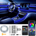 Interior Car LED Strip Lights, RGB 6 in 1 Ambient Lighting Kit with 315 inches Integrated Fiber Optic, 16 Million Colors Car Interior Lights with Wireless APP& Remote Control, Sync to Music