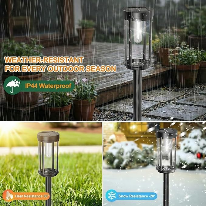 Sparkblaze 2 Pack Solar Pathway Lights Outdoor, Modern Classic Solar Garden Lights, Auto On/Off Landscape Lighting for Yard, Lawn, Patio, Walkway, Waterproof Solar Stake Lights. (2, Cold White)