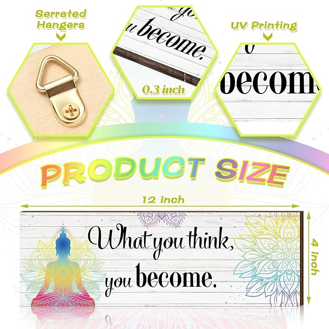 Yerliker 3 Buddha Decor Buddha Wall Art Meditation Room Chakra Decor for Bedroom Zen Quotes Wall Decoration Spiritual Gift Hanging Buddhism Spa Room Decoration Yoga Art for Women(White)