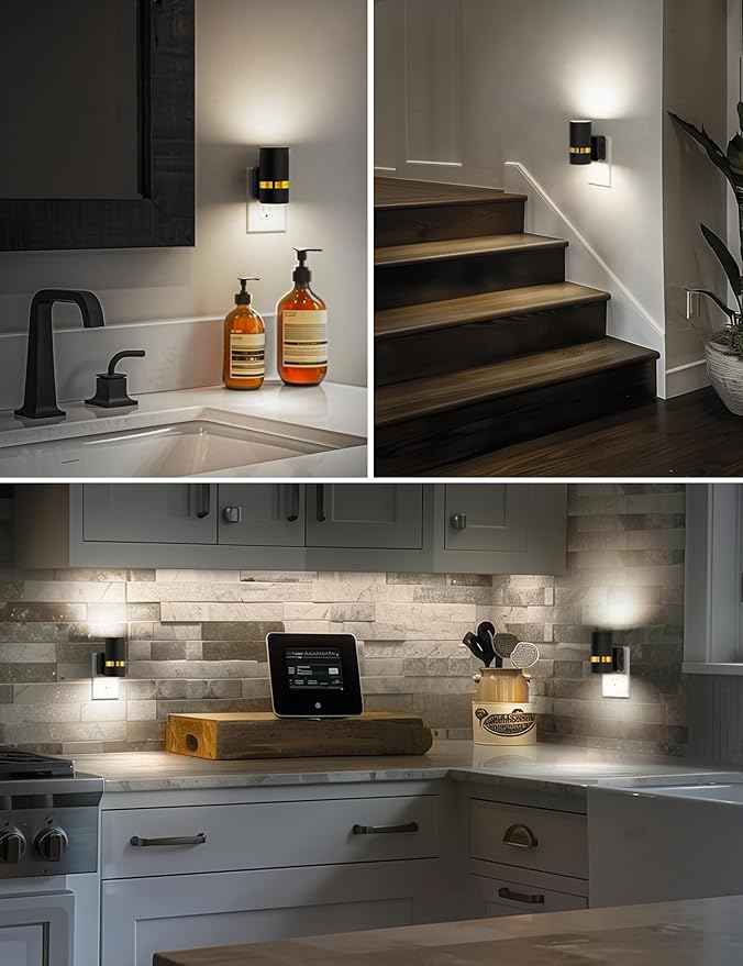 L LOHAS LED Night Lights Plug into Wall, Dusk to Dawn, Daylight White 5000K, Dimmable Night Light, 0-100LM, Modern Night Light for Bedroom, Hallway, Stairs, Kitchen, 2 Pack