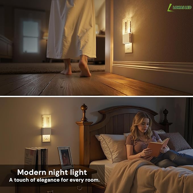 L LOHAS LED Night Light Plug in, Foldable Night Lights Plug into Wall, Portable LED Nightlight with Dusk to Dawn Sensor, Dimmable 0-100LM White Nightlights for Travel, Hotel, Bathroom, Hallway, Gift