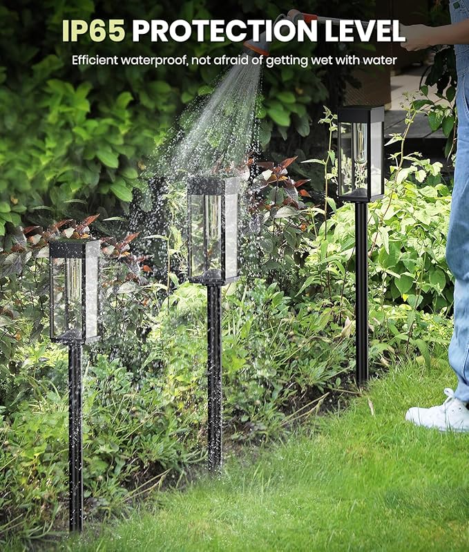 12 Pack Bright Solar Pathway Lights Outdoor,IP65 Waterproof Solar Garden Lights Pathway Lights Solar Powered for Outside Yard Path Lawn Walkway Driveway Landscape Lighting (Cool White)