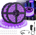 50ft/15M LED Black Light Strip Kit, 900 Units Lamp Beads, 385nm-400nm, 12V Flexible Blacklight Fixtures, Non-Waterproof Strip Blacklight for Indoor, Birthday, Glow Party, Halloween, Christmas
