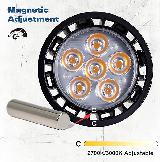 MR16 LED Bulb 2700K, 7W Magnetic Touch Dimming MR16 GU5.3 LED Bulb Aluminum, 600LM, 12V Low Voltage Landscape Light Bulbs for Outdoor Landscape Lighting and Indoor Accent Lighting, 1 Pack