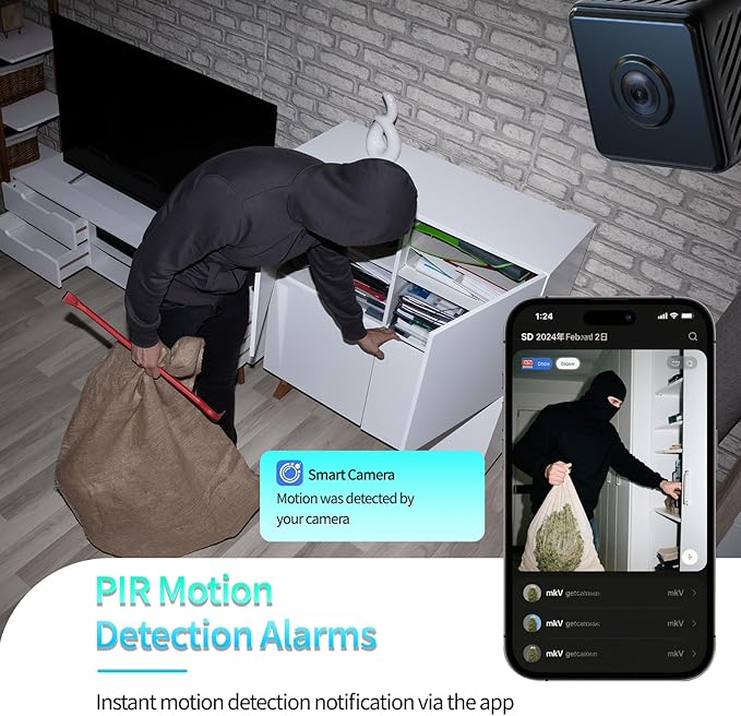 Mini Camera 2026 Upgrade Security Wireless Camera Small Home WiFi 1080P Micro Magnetic Nanny Cam with Motion Detection Wide Angle Cloud & SD Storage Night Vision No Need WiFi Tiny Cameras for Indoor