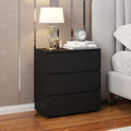 FAMAPY Modern Nightstand with 3 Drawers, Bedroom Storage Cabinet, Modern End Side Table, No Handle Design, for Living Room Black 30.3”W x 15.7”D x 32.3”H